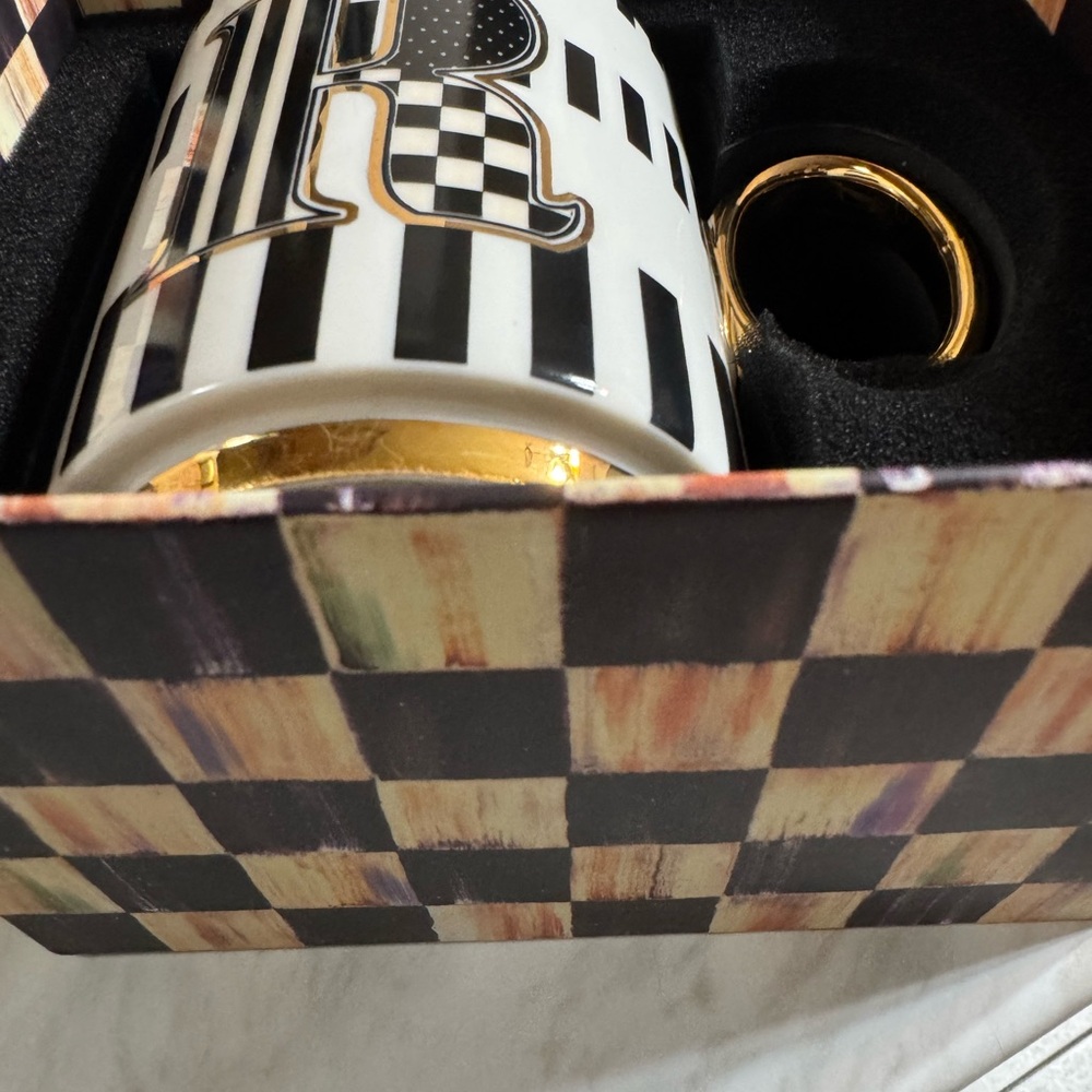 MacKenzie-Childs Gold and White Mug